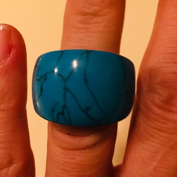 Real silver and turquoise ring size 6 - Picture 1 of 3